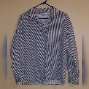 Blue and White Pin Strip Blouse Large